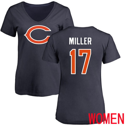 Chicago Bears Navy Blue Women Anthony Miller Name and Number Logo NFL Football #17 T Shirt